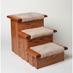Premier Pet Steps Oak Carpeted Raised Panel 3 Step Dog Stairs in Early American finish
